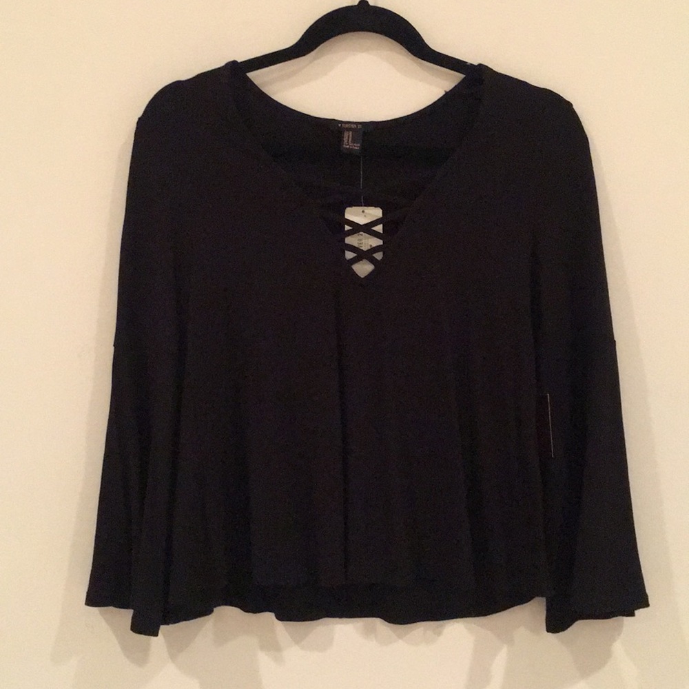 forever 21 black flowy top